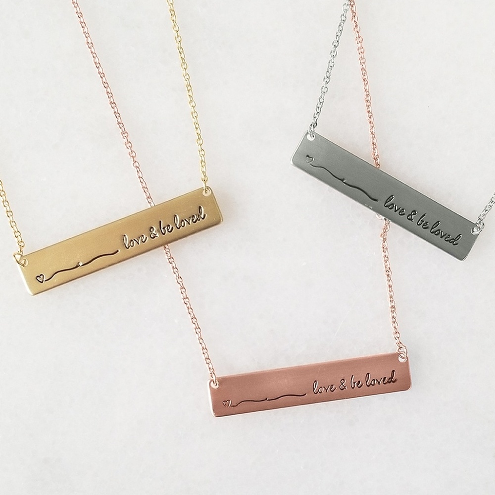 Loved & Be Loved Bar Pendant Necklace-silver